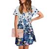 Women's Casual And Fashionable V-neck Short Sleeve Printing Mid Length Dress