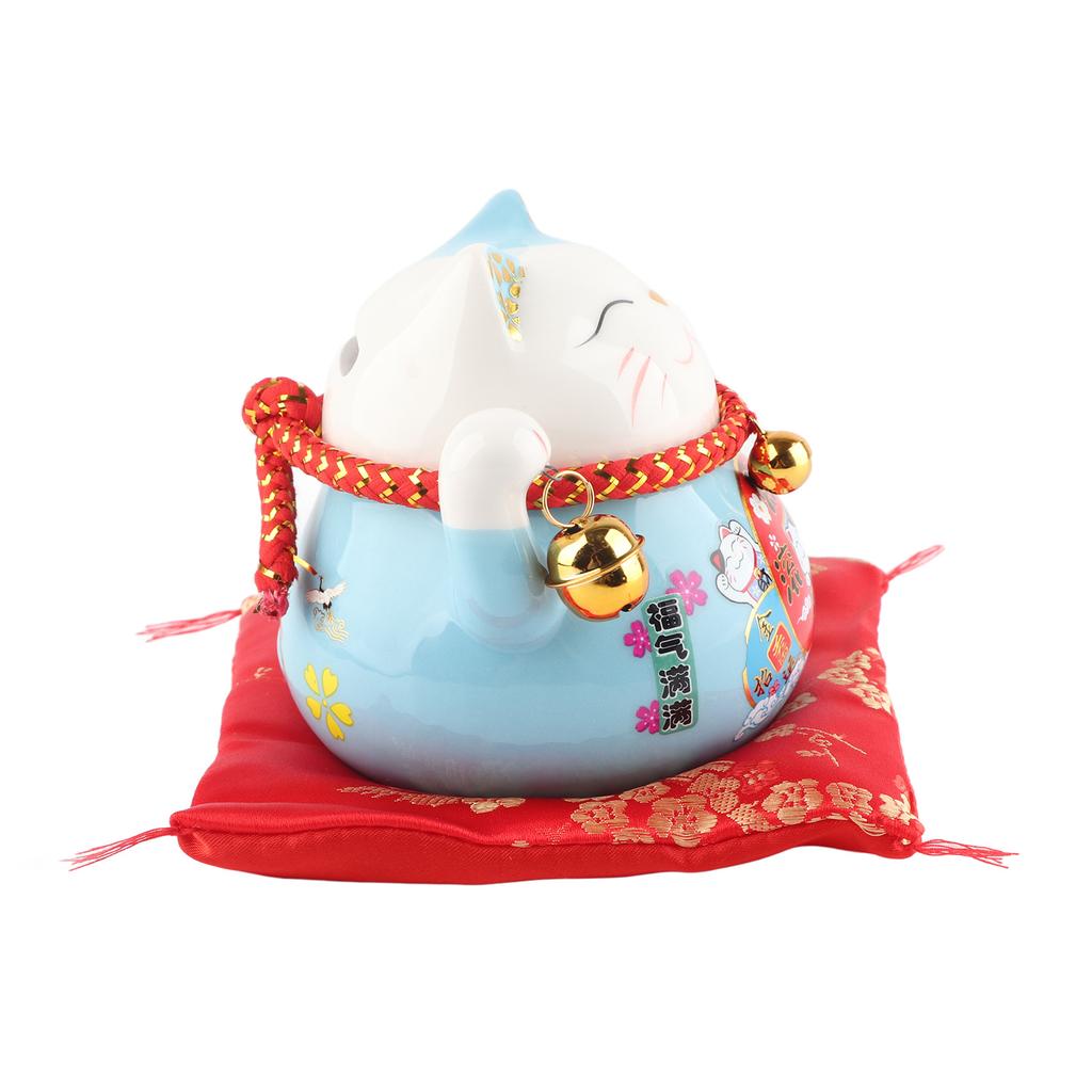 Lucky Cat Coin Bank 4.5in Exquisite Cute Bring Luck Good   Ceramic Fortune Cat Saving Pot Desk Decoration