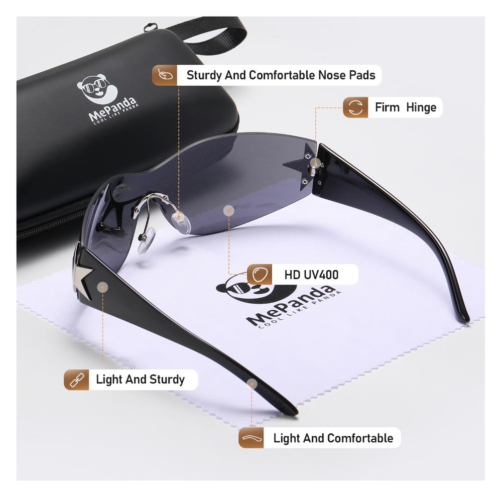 MePanda Унисекс универсальные поляризационные безрамочные солнцезащитные очки со встроенными персонализированными пятиконечными звездами, UV400