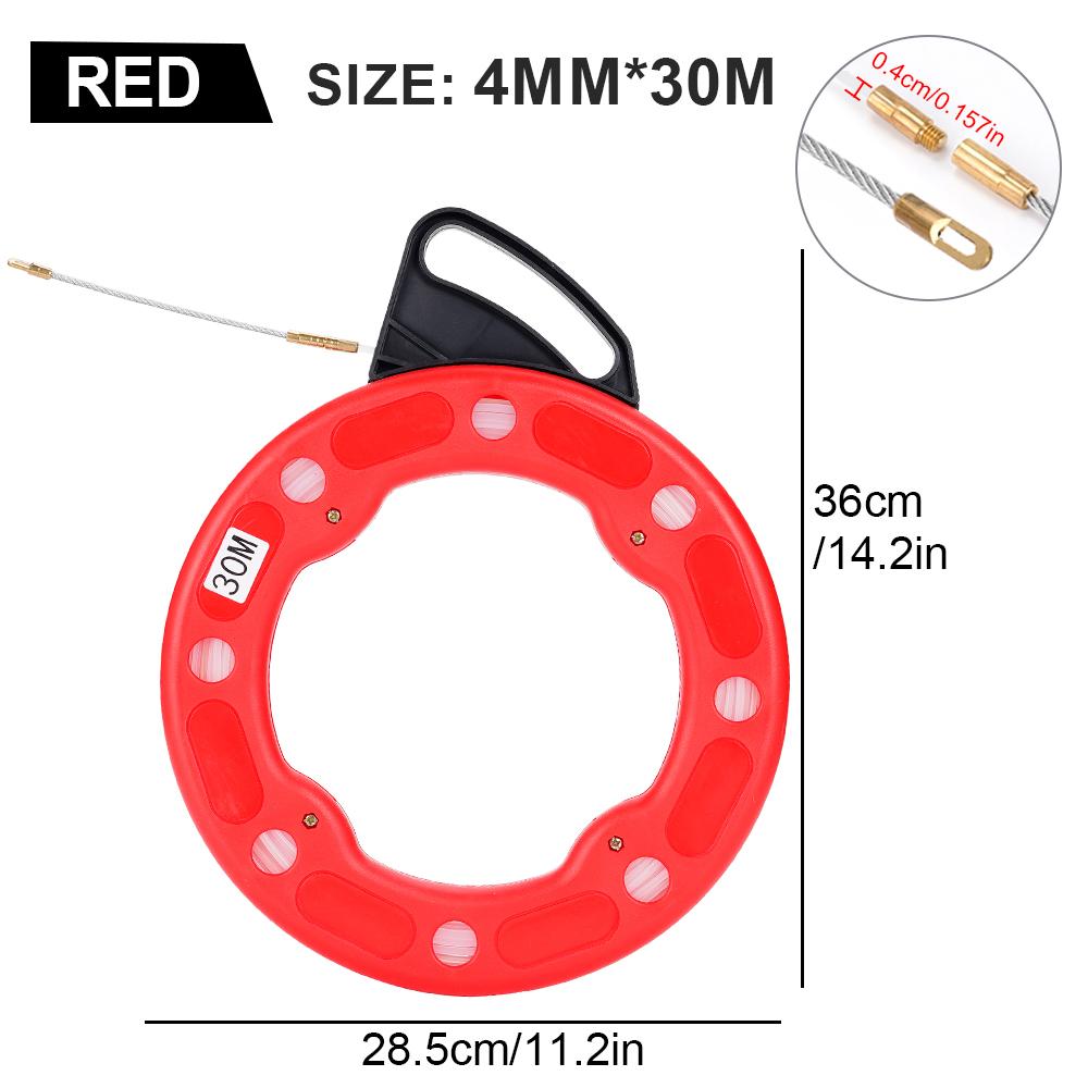4MM Fiberglass Fish Tape Reel Puller Glass fiber nylon Conduit Ducting Rodder Pulling Wire Cable Fishing Tool Cable 15/20/25/30M