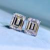 18k White Gold 8 *10mm Sapphire Gemstones Stud Earrings For Women Engagement Gift 925 Sterling Silver Jewelry