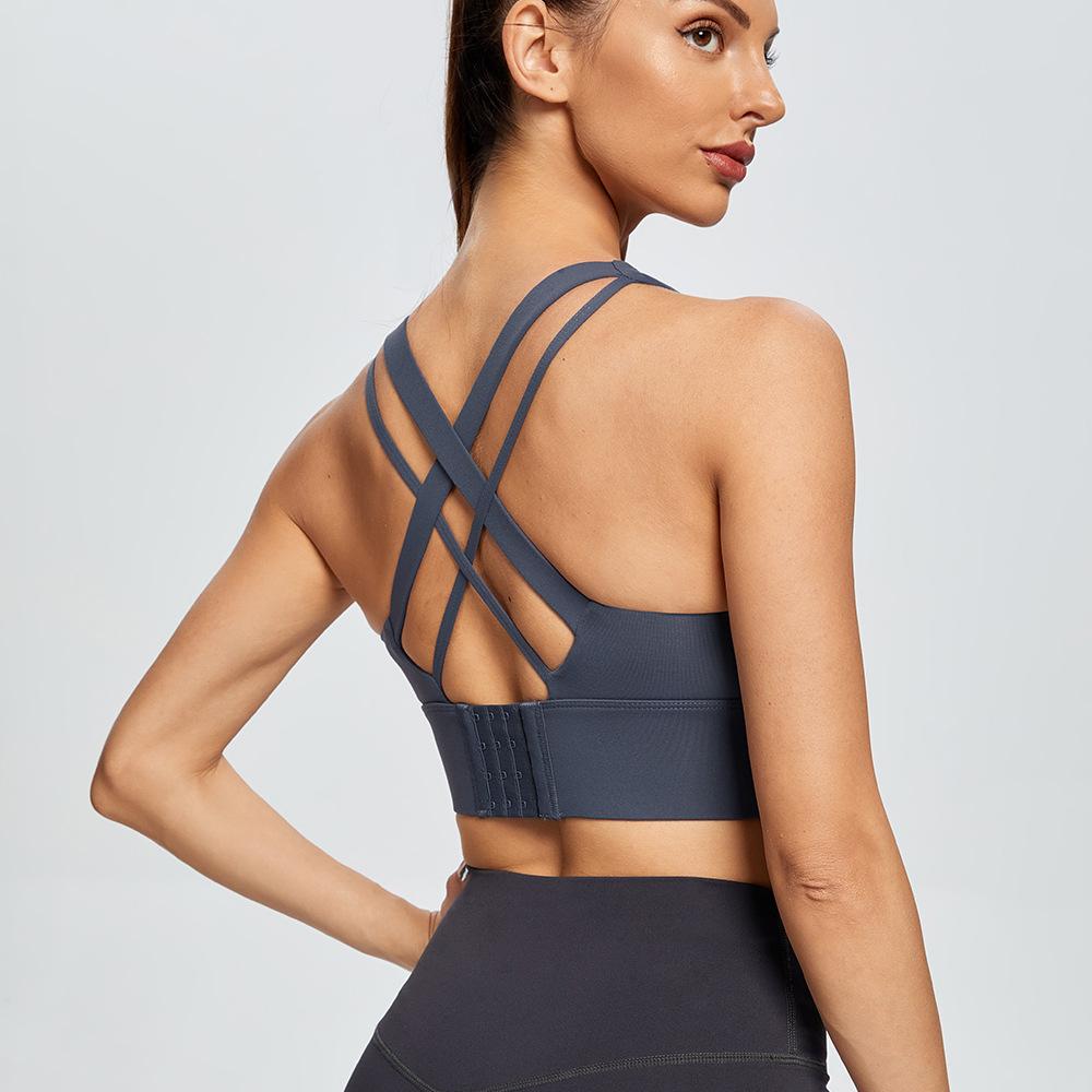 Европейский и американский стиль женский ударопрочный спортивный бюстгальтер плюс размер тонкий пуш-ап крест на спине бег йога фитнес жилет