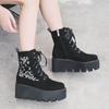 Ботинки с цветочной вышивкой в ​​стиле ретро в готическом стиле, женские ботильоны на платформе, черные замшевые ботильоны на танкетке, толстой подошве и молнии