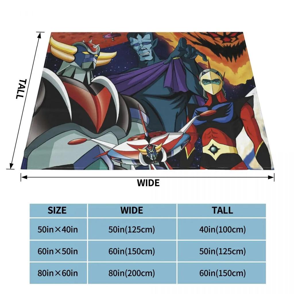 Mazinger Z Anime Goldorak Actarus Fleece Throw Blanket UFO Robot Grendizer Blanket for Bedding Office Lightweight Thin Bedspread