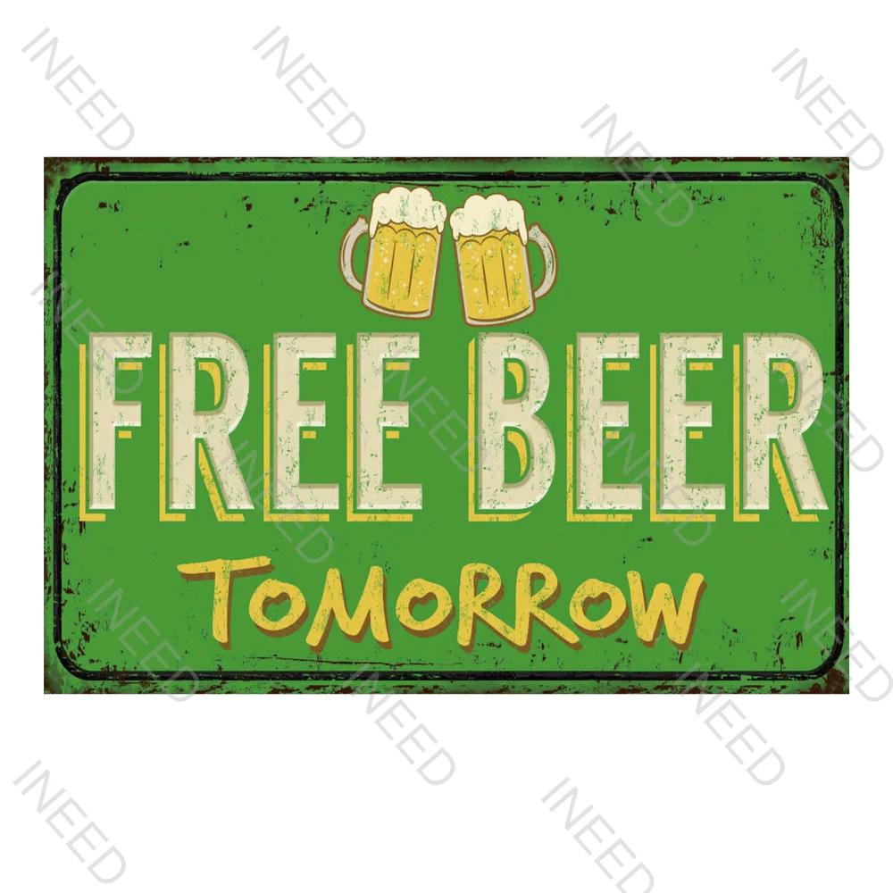 INEED Funny Beer Sign Plaque Vintage Metal Tin Signs for Home Man Cave Bar Decor Beer Lover Restaurant Kitchen Art Wall Decor