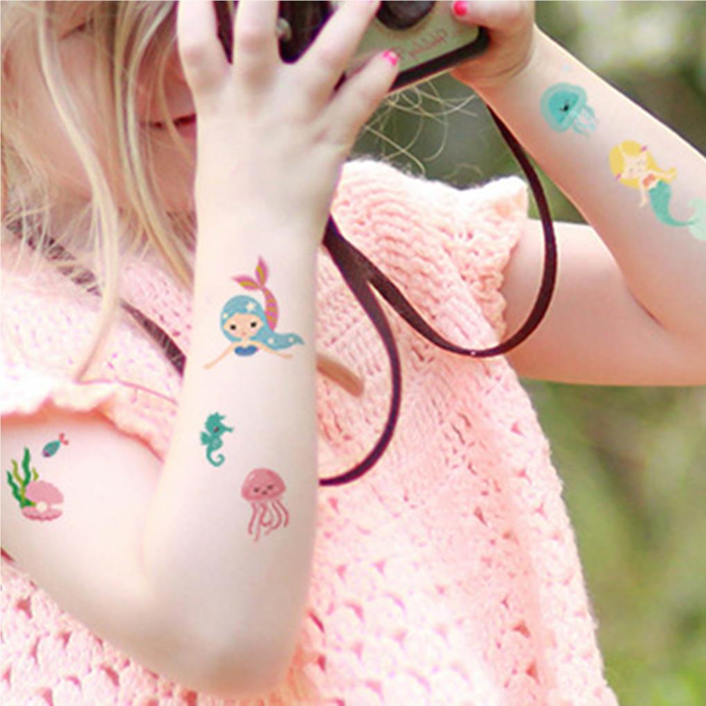 10 листов мультяшных татуировок-наклеек с принтом, наклейка для лыж для девочек, очаровательная временная наклейка, украшение для тела, набор для украшения