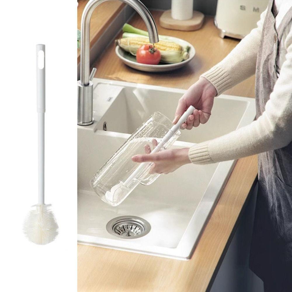 Silicone Cup Brush Folding Brush Head Cleaning Brush New Glass Cleaner  Feeding Bottle