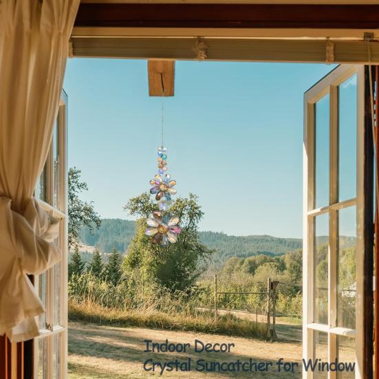 Искусственный хрустальный цветок-ловец солнца, украшение для дома и улицы, красочный искусственный хрустальный двойной подсолнух, подвесное украшение для окна, кулон для создания радуги