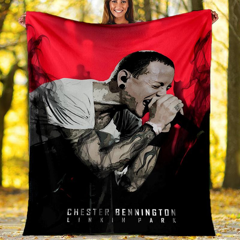 Linkin Park band logo printed throw blanket—soft,warm;versatile blanket for all seasons—perfect as &air-conditioning throw,nap blanket