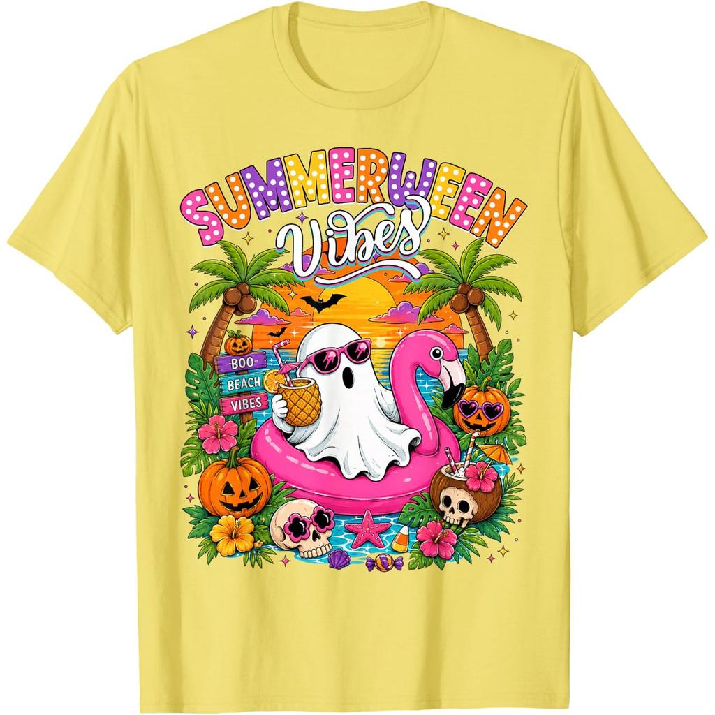 Summerween Vibes Spooky Ghost Beach Summer Halloween Women T-Shirt
