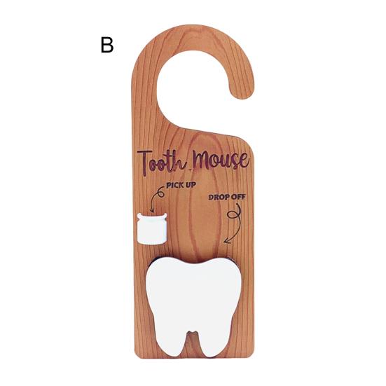 1/2Pcs Wooden Tooth Pattern Door Hanging Decoration Natural Wood Teeth