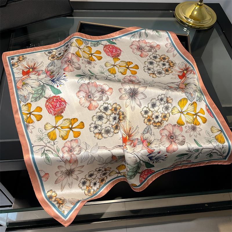 New 100% Natural Real Silk Scarf Women Bandana Square Scarves Wrap Kerchief Mulberry Fashion Luxury High Quality Hijab For Lady