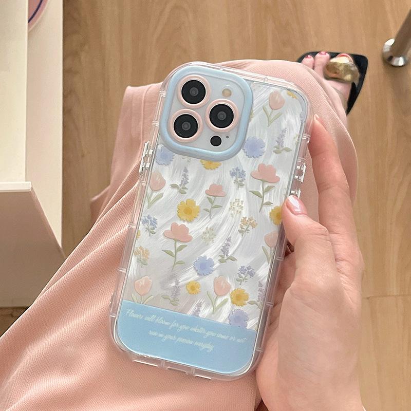Кремовый чехол для телефона из муслина с цветочным принтом для iPhone 17 Pro Max/16 Plus/14/13