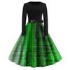 Women's Fashion Round Neck Casual Slim St Patrick's Day Printed Long Sleeve Dresses