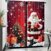 2 Pieces of Santa Claus and the Christmas Tree Printed Curtains, Pole Bag Curtains, Home Decoration, Room Decoration