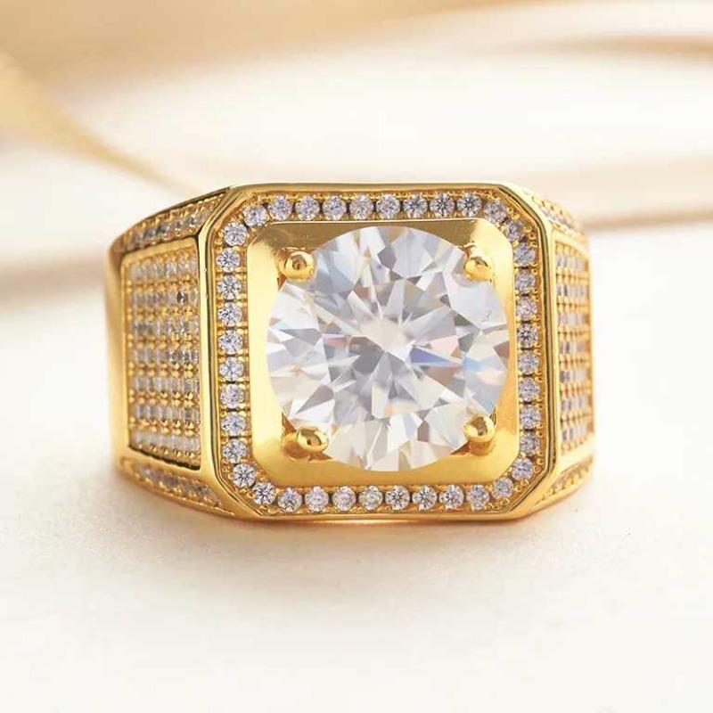 Сертифицированное SACEGEMS GRA кольцо с муассанитом 5 карат VVS1, круглое кольцо-пасьянс с бриллиантом в лаборатории для мужчин, обручальное кольцо, ювелирные изделия