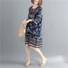 Fashion Dress Print Round Neck Dress Loose Large Size Korean Version of Seven-point Sleeve Straight Dress Summer Beach Skirt