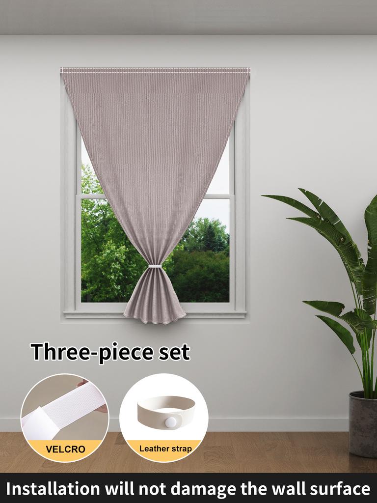No Drill Velcro Blackout Curtain Eco Friendly Polyester Sun Shield Window Shade