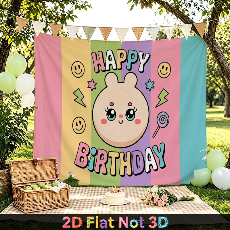 Easter Birthday Backdrop 1pc - Polyester Party Decor