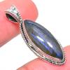 Natural Labradorite Gemstone 925 Solid Sterling Silver Gift Pendant 1.34" u9V95