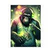 Abstract Pop Art Monkey Earphones Dj Music Wall Poster Prints Neon Light Effects Canvas Painting Rock Animal Home Bar Room Decor