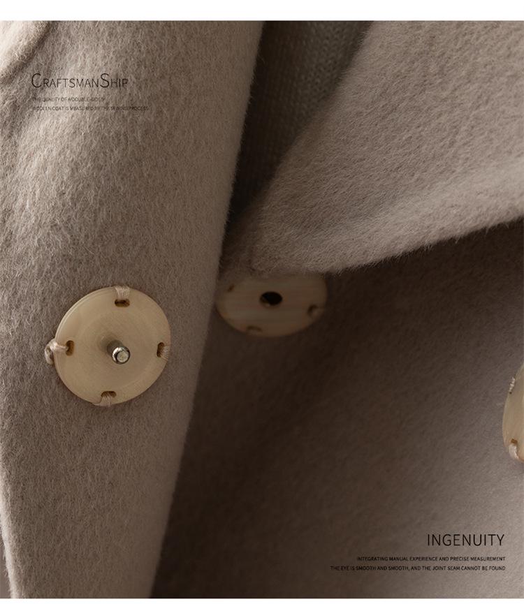 Женское двустороннее шерстяное пальто средней длины с поясом - Коллекция Осень/Зима 2025