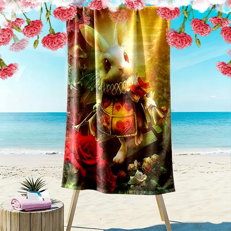 Rabbit's Heart beach towel beach soft seaside quick-drying swim towel Outdoor pool towel printing Outdoor picnic beach mat Comfort Fashion