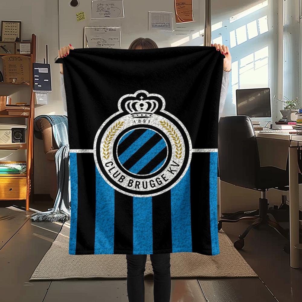 1Pc Club Brugge K V Print Flannel Blanket, High quality Comfortable for All Seasons, Home Decor, Warmth and Comfort, Perfect for Christmas Gifts