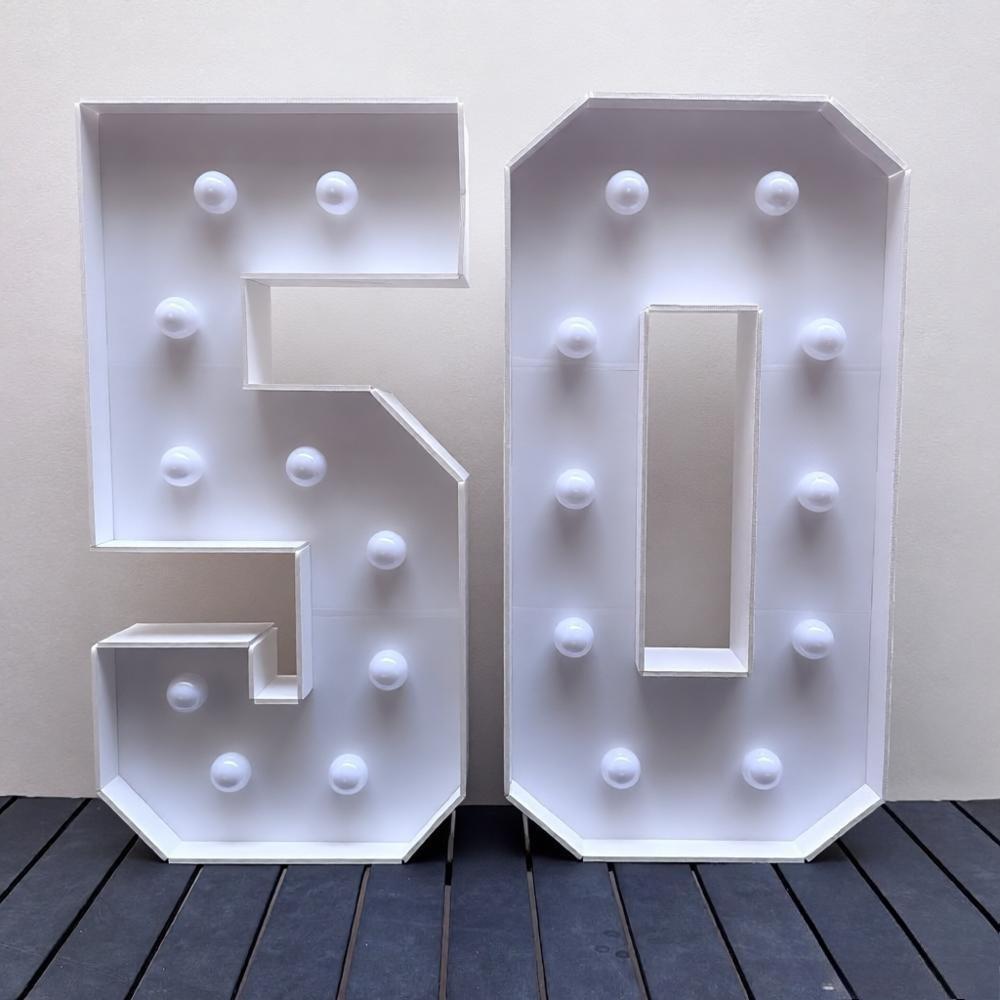 2pcs/set 73cm Lighting Double Number 50 KT Board,Glowing Sign,Perfect Photo Booth Backdrop for 50th Birthday,Anniversary,Graduation Holiday Party