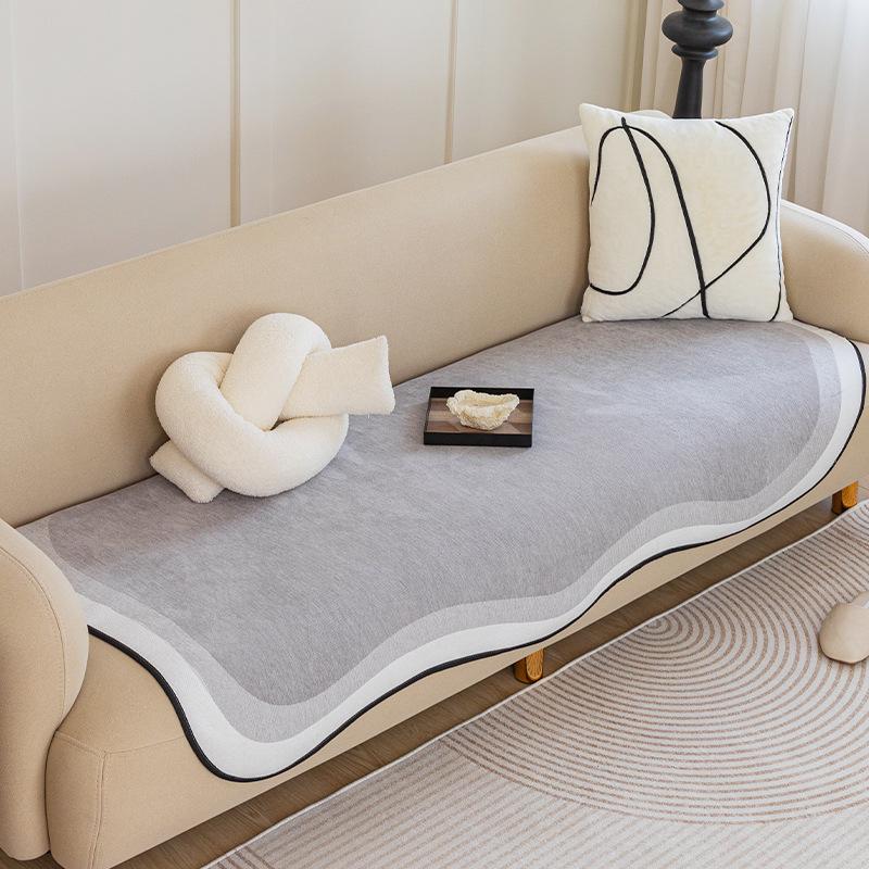 1pc Wave Edge Sofa Cushion, Four Seasons Universal High Grade Chenille Sofa Cover, Non Slip Sofa Cover, Sofa Fabric, Sofa Napkin