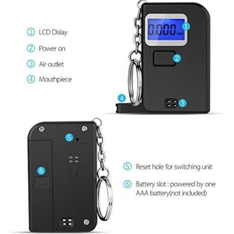 Цифровой тестер алкоголя, мини-брелок, портативный алкотестер