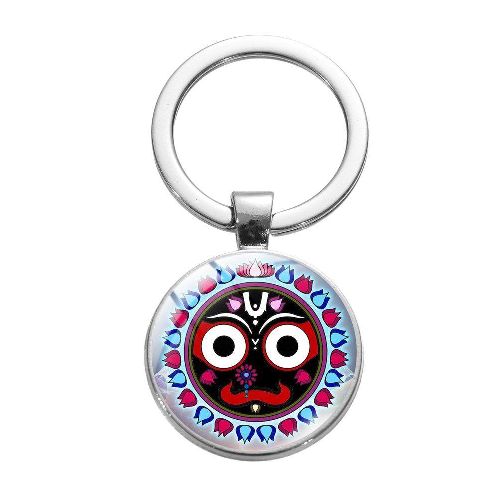 Брелок с изображением Джаганнатха Кришны, брелок с изображением мультфильма для женщин и мужчин, винтажный брелок с изображением лотоса, стекло, кабошон, религиозные украшения