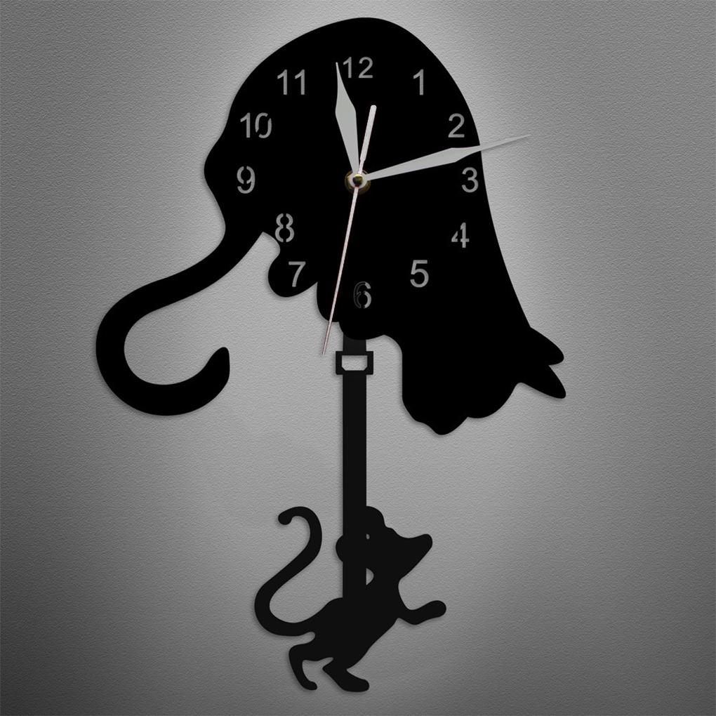 Acrylic Accurate Timekeeping And Unique Style Cat Wall Clock With Pendulum Pendulum Wall Clock