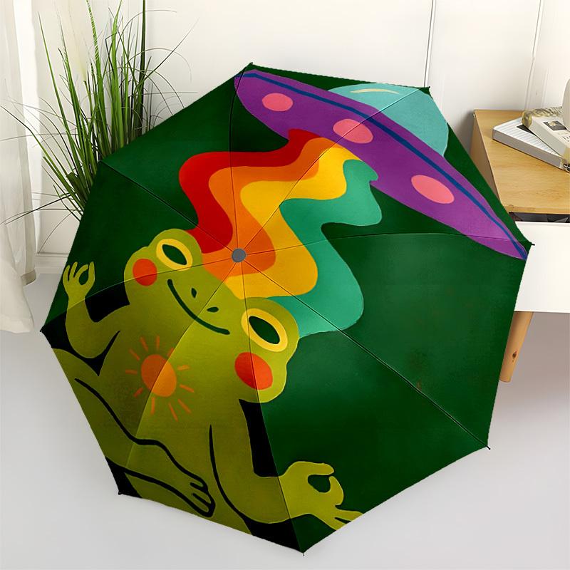 1pc Frog UFO Auto Open/close, All-Season Portable Folding Umbrella for Women & Men, Travel, Everyday, Formal Events - Compact Luxury Parasol, Outdoor
