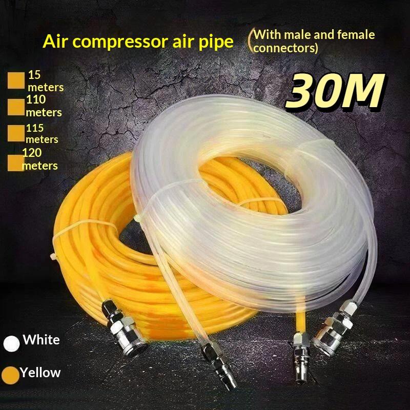 Flexible PU Air Compressor Hose Weather Resistant Anti-Abrasion with Quick Connectors for Industrial Workshop Construction Use