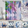 Цветочная шторка для душа Весенняя шторка для ванной в стиле фермерского дома Водонепроницаемая шторка для ванной с цветами, бабочками и листьями с крючками