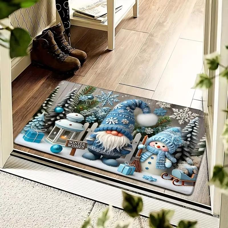 VIKAMAChristmas Carpet Entrance Welcome Doormat Winter Christmas Tree Waterproof Floor Mat Bedroom Kitchen Bathroom Carpet Home