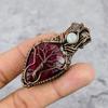 Рубин и лунный камень Драгоценный камень Чистая медная проволока Обертывание Ювелирная подвеска ручной работы