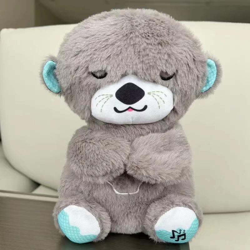 Baby Plush Doll Breathing Bear Newborn Soothing Sleep Playmate Otter Toy Kids Music Sleeping Companion Sound Light Doll Toy Gift