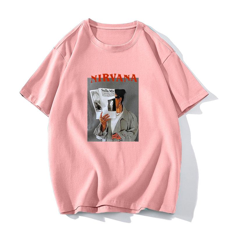 Hirsionsan 100% Cotton Graphic Print T Shirt Women 2024 Summer New Basic Vintage Tee Casual Loose Chic O Neck Female Couple Tops