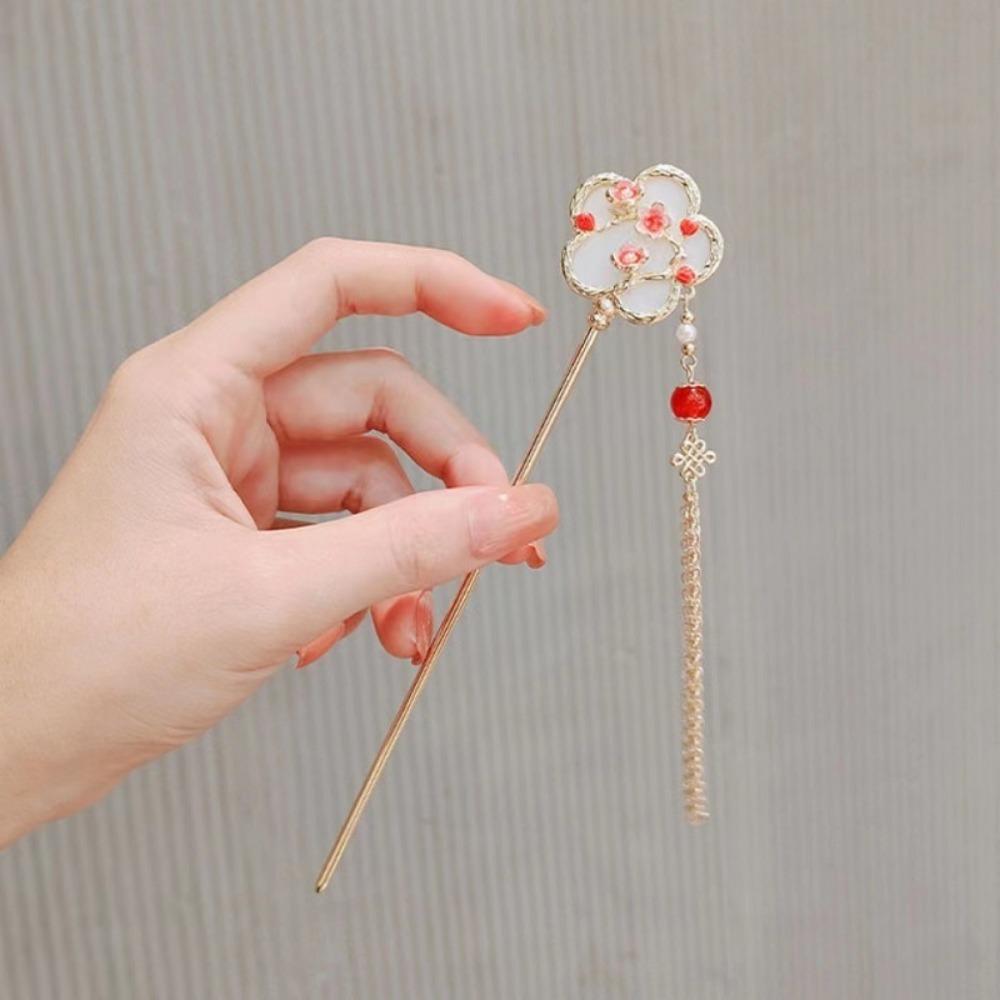 Ancient Style Flower Fan-shaped Hairpin High-end Feel New Chinese Tassel Step Rocking Hairpin Plate Hairpin Hair Accessories