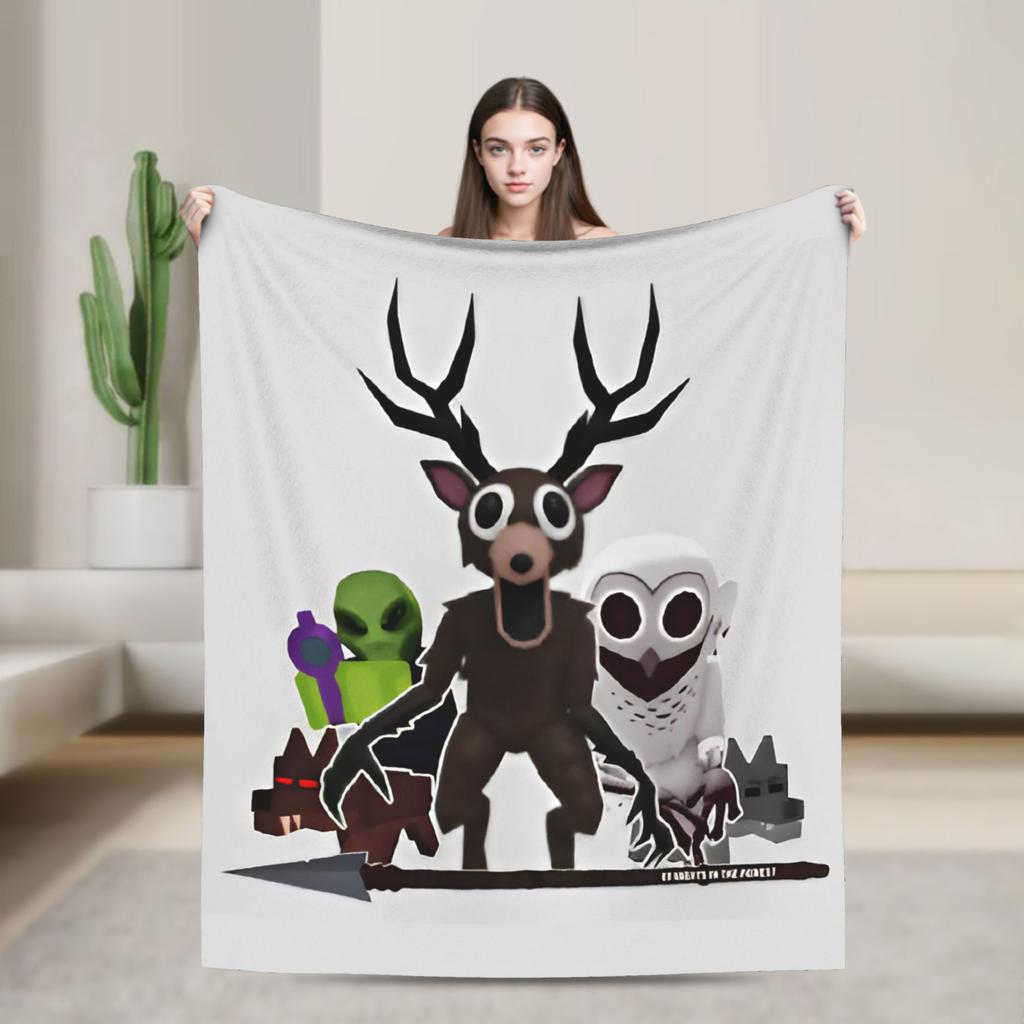 99 Nights in the Forest The Deer Flannel Throw Fashion Blanket Horror Game Bedding Knitted Fashion Blanket Outdoor Lightweight Multi-functio