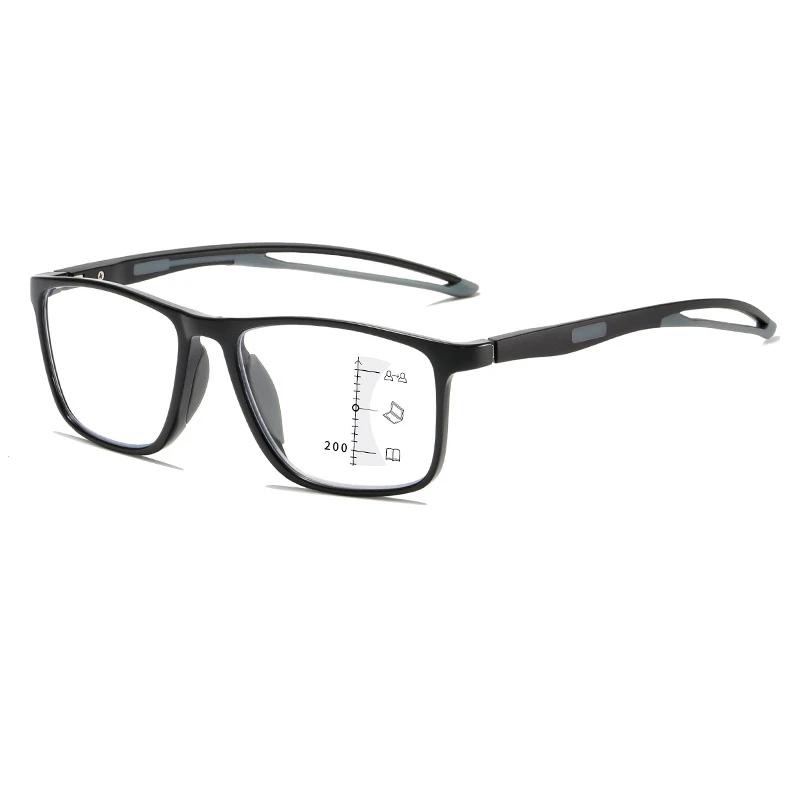 Модные прогрессивные мультифокальные очки Квадратная оправа Анти-синие очки для чтения Мужские Женские Винтажные Для близи и дали Пресбиопия Очки
