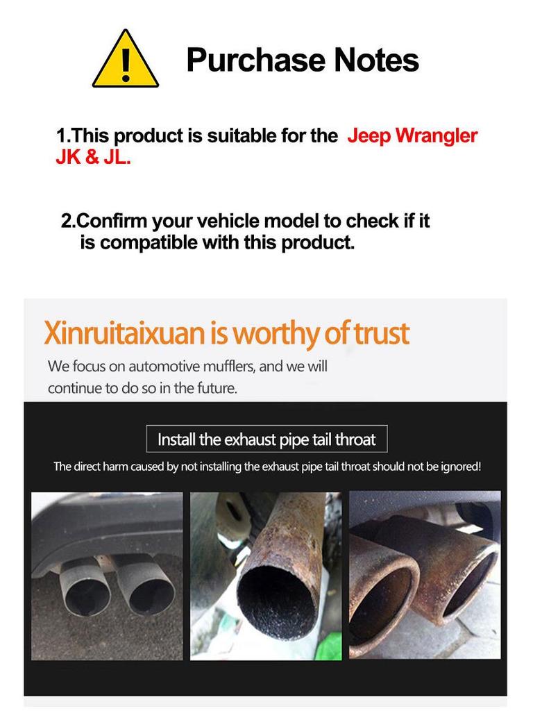 Upgraded Rear Exhaust Pipe for JEEP Wrangler JK/JL Models
