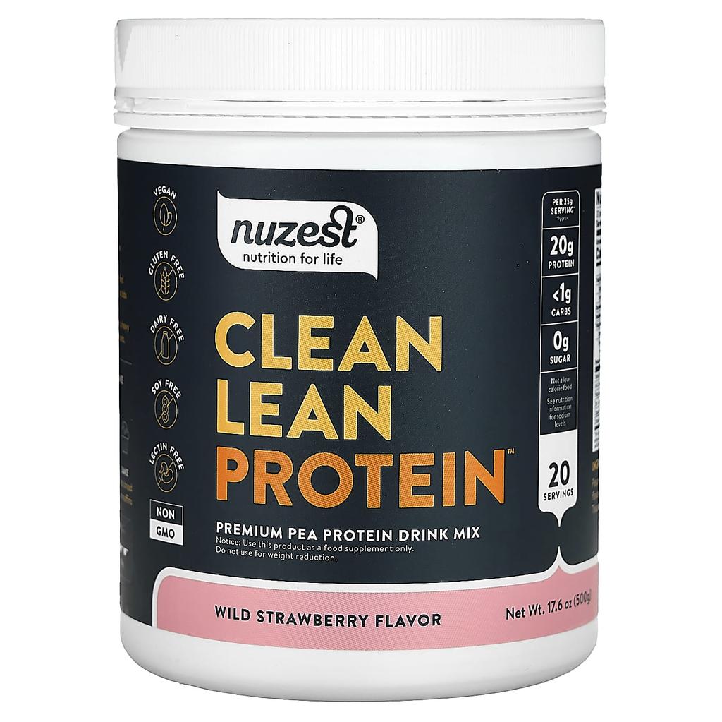 Nuzest Clean Full-Fat Protein, Wild Strawberry, 17.6 Oz (500 G)