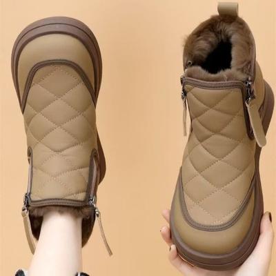 Зимние ботинки, женские флисовые и утепленные хлопковые ботинки, водонепроницаемые, противоскользящие и теплые ботильоны