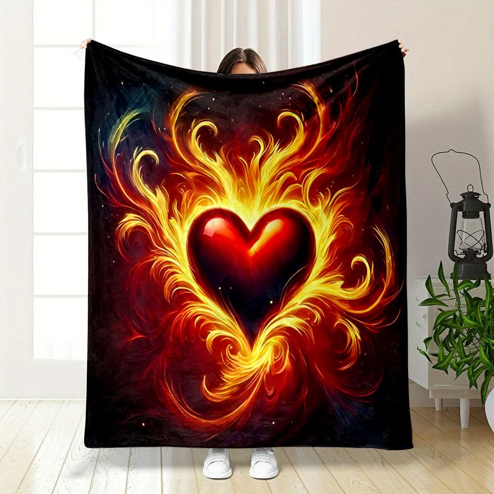 Fiery Heart Design print blanket soft and cozy perfect for the living room bed sofa or a nap,gift