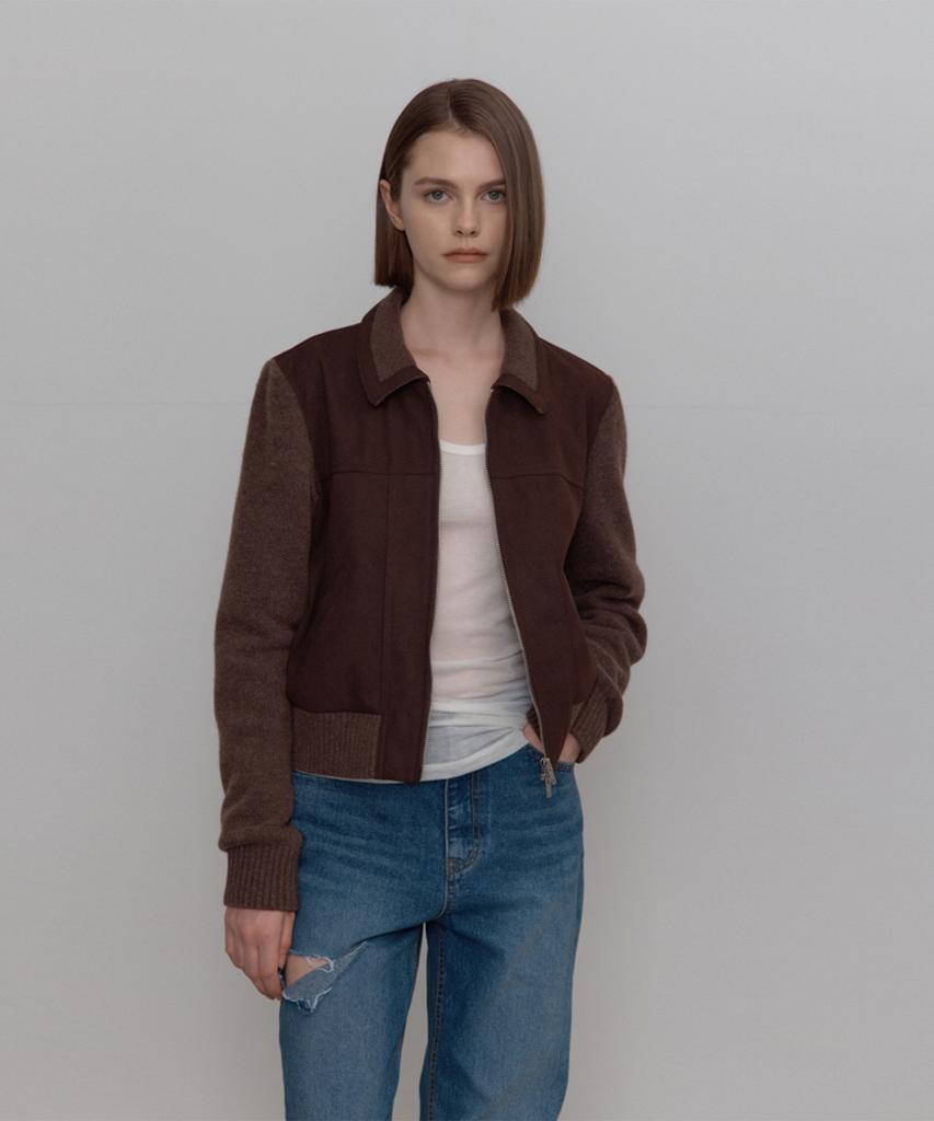 Themargot Merino Wool Suede Jacket_Brown