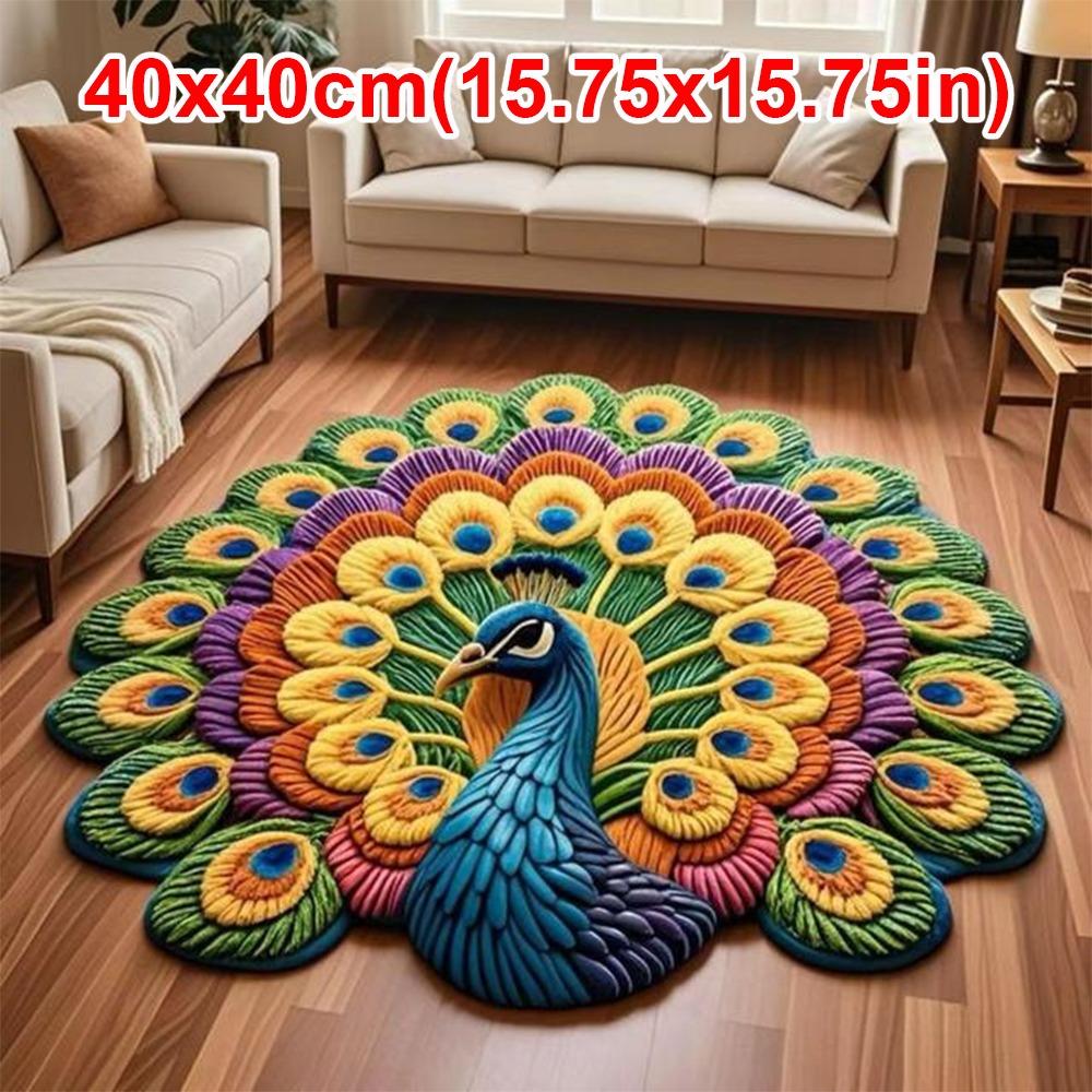 Soft Peacock Mat Special-shaped Door Gasket Bathroom Floor Mat for Living Room Tea Table Bedside