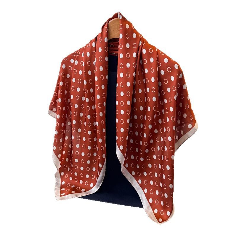 Geometric polka dot simulation silk high-end large square scarf silk scarf printing travel shawl scarf sunscreen headscarf women's scarf